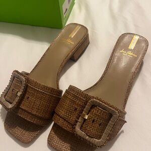 Nordstrom Brown Woven Mules with Buckle